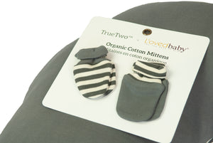 Organic Scratch Mittens 2pack in Gray Stripe by True Two x L'ovedbaby