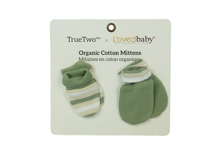 Organic Scratch Mittens 2pack in Seafoam Stripe by True Two x L'ovedbaby