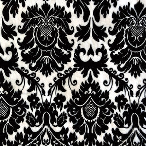 Posh & Plush Velour fabric in black and white design called Dynasty